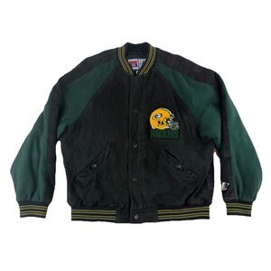 Vintage Logo Athletic Green Bay Packers‎ Varsity Jacket Mens Large Suede Leather